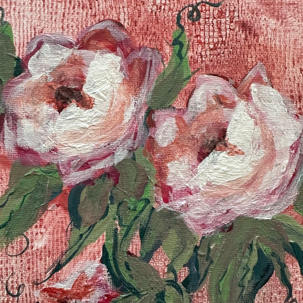 “True Love” ❤️ Original Acrylic Floral Red Rose Painting Art signed 2024 8 x 10” - Picture 3 of 4